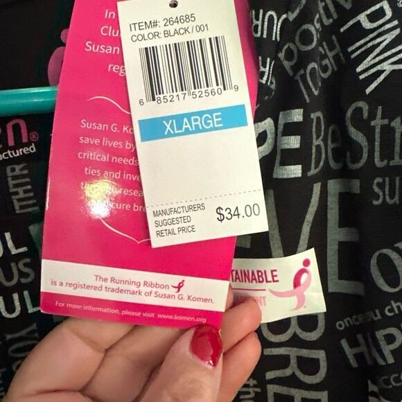 Earth Yoga by Susan G. Komen Crop Top Womens XL Warrior Tee Black Short Sleeve - Picture 4 of 5